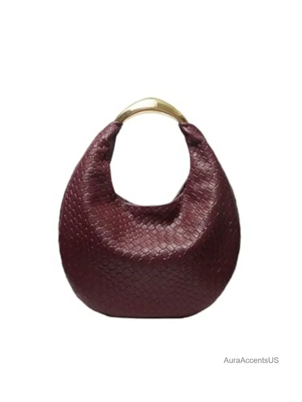 Vintage Stitch Crescent Evening Bag PU Leather Clutch Purse Top Handle